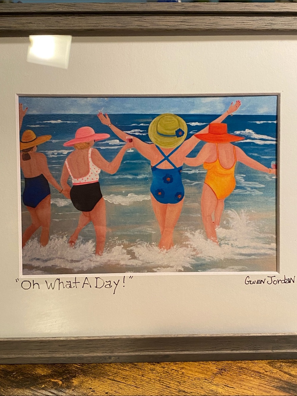 Women’s One-Piece Swimsuit - oh what a day ! framed artwork 9 x 11 frame